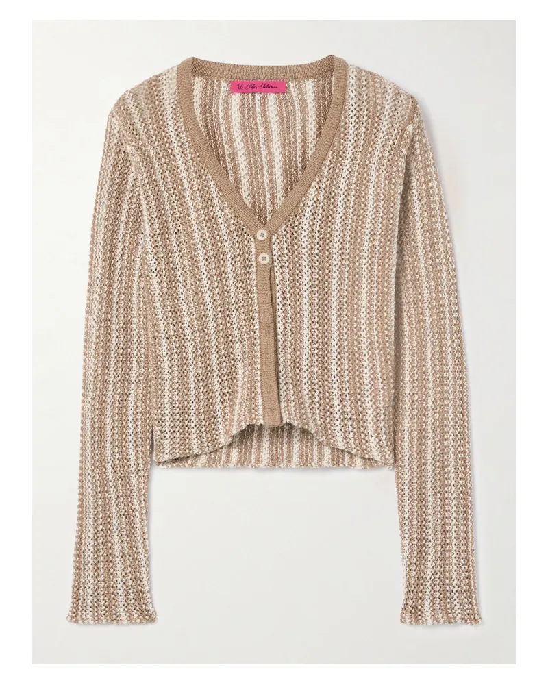 The Elder Statesman Nora Lite Cardigan Aus Gehäkelter Baumwolle Mit Streifen - Braun Braun