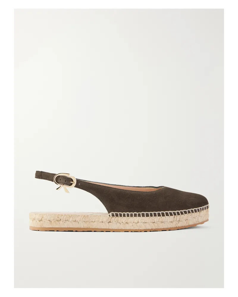 Gianvito Rossi Paz Suede Slingback Espadrilles - Green Green