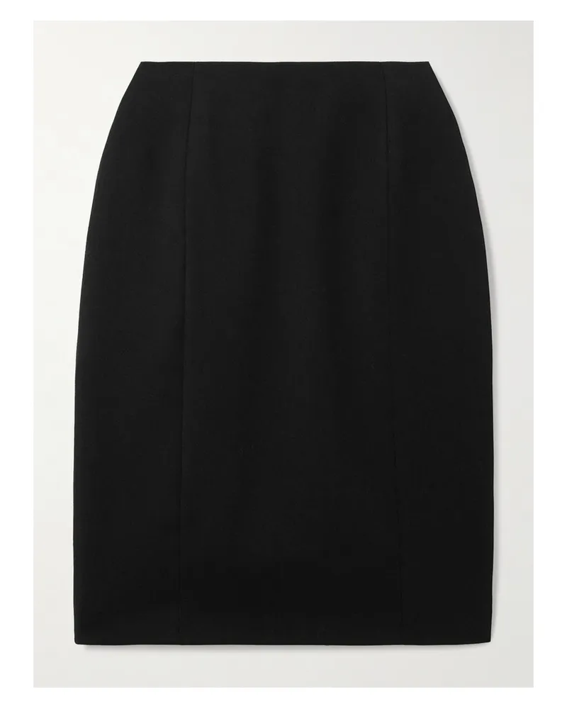 Balenciaga Hourglass Grain De Poudre Wool Midi Skirt - Black Black