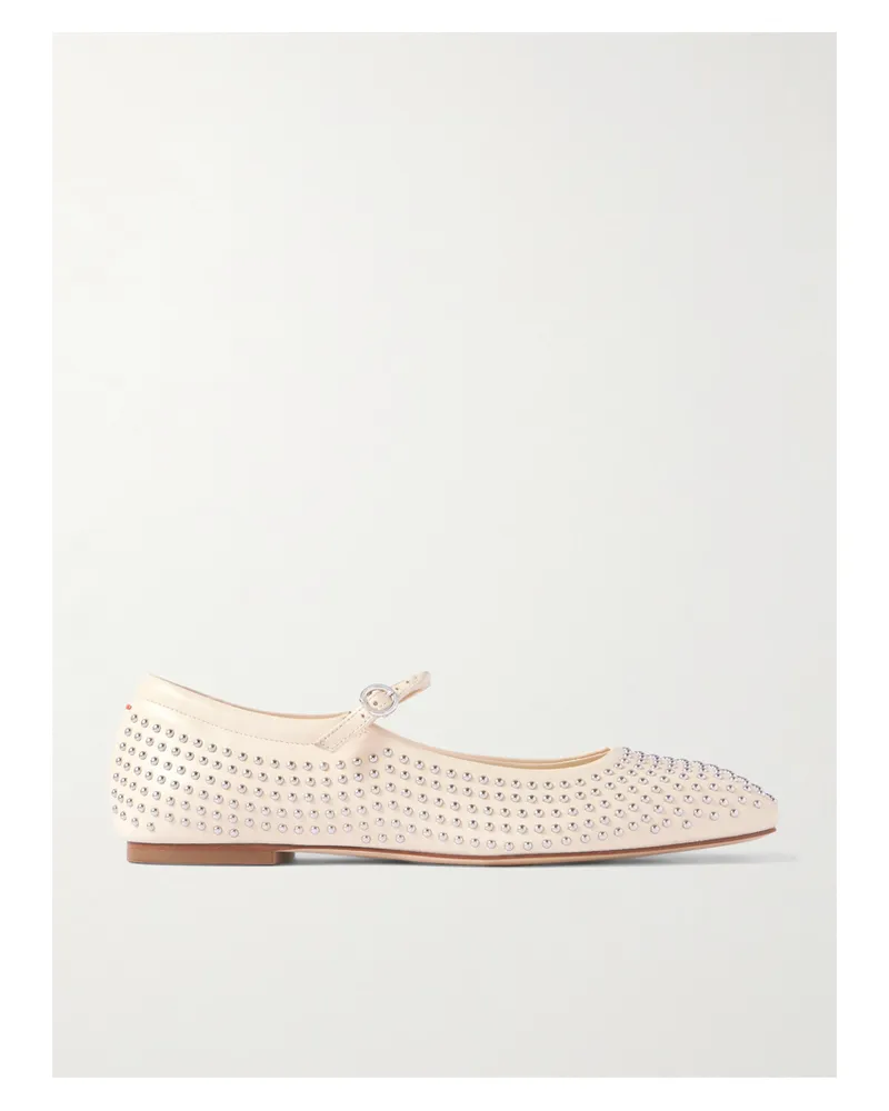 aeyde Uma Studded Leather Mary Jane Ballet Flats - Cream Cream