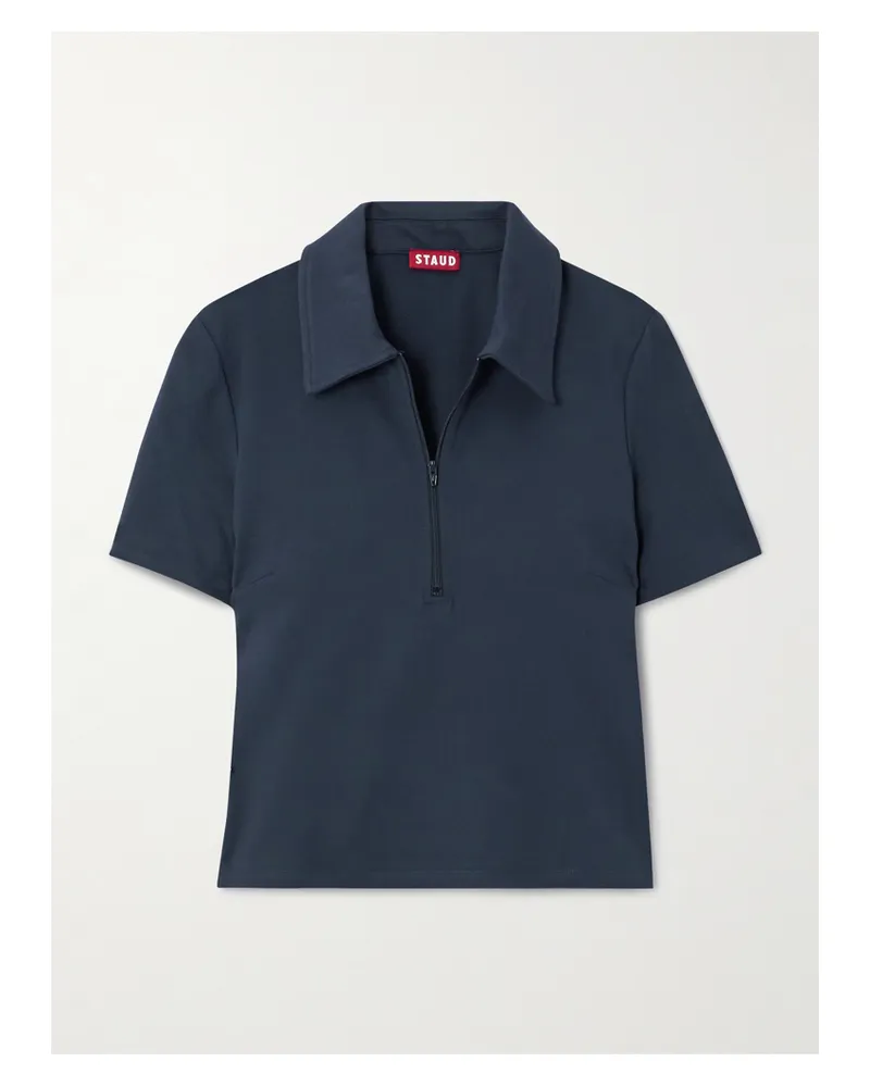 STAUD Lonnie Oberteil Aus Stretch-ponte Mit Polokragen - Blau Blau