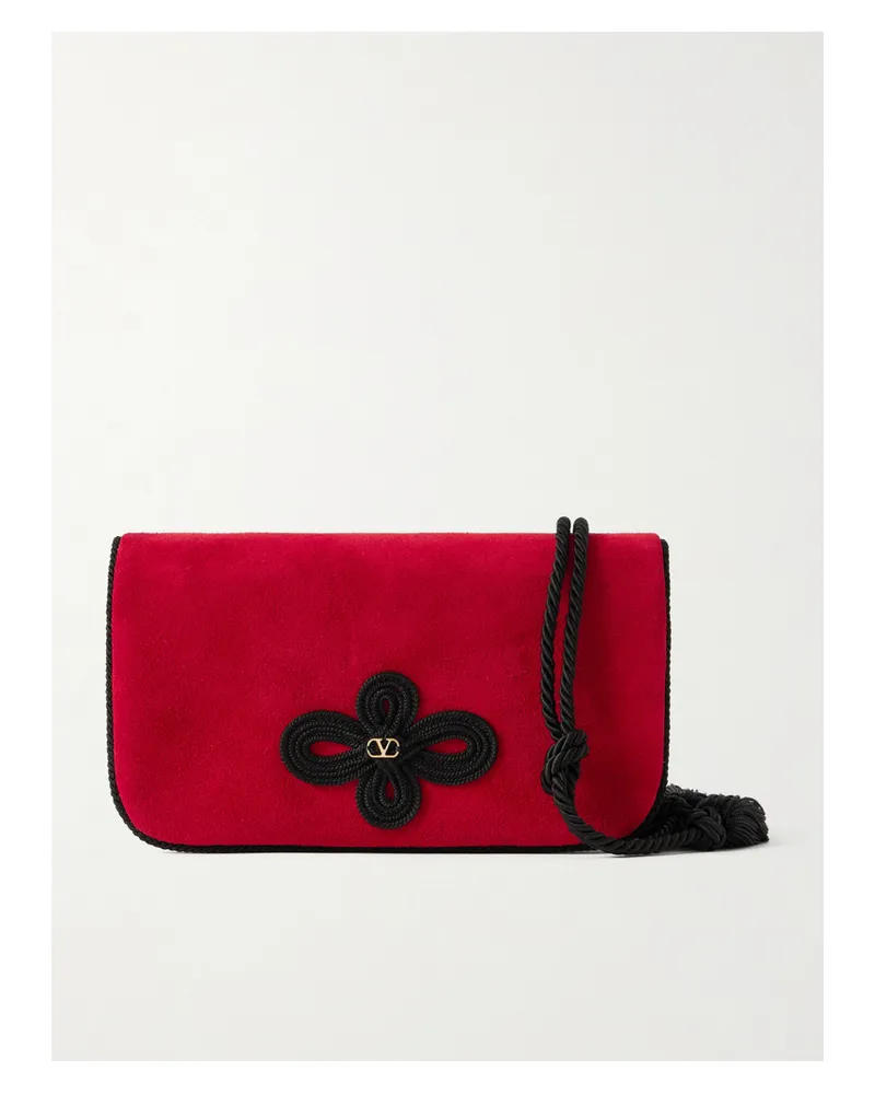 Valentino Garavani Sans Fin Clutch Aus Veloursleder Mit Troddeln Und Posamenten - Rot Rot