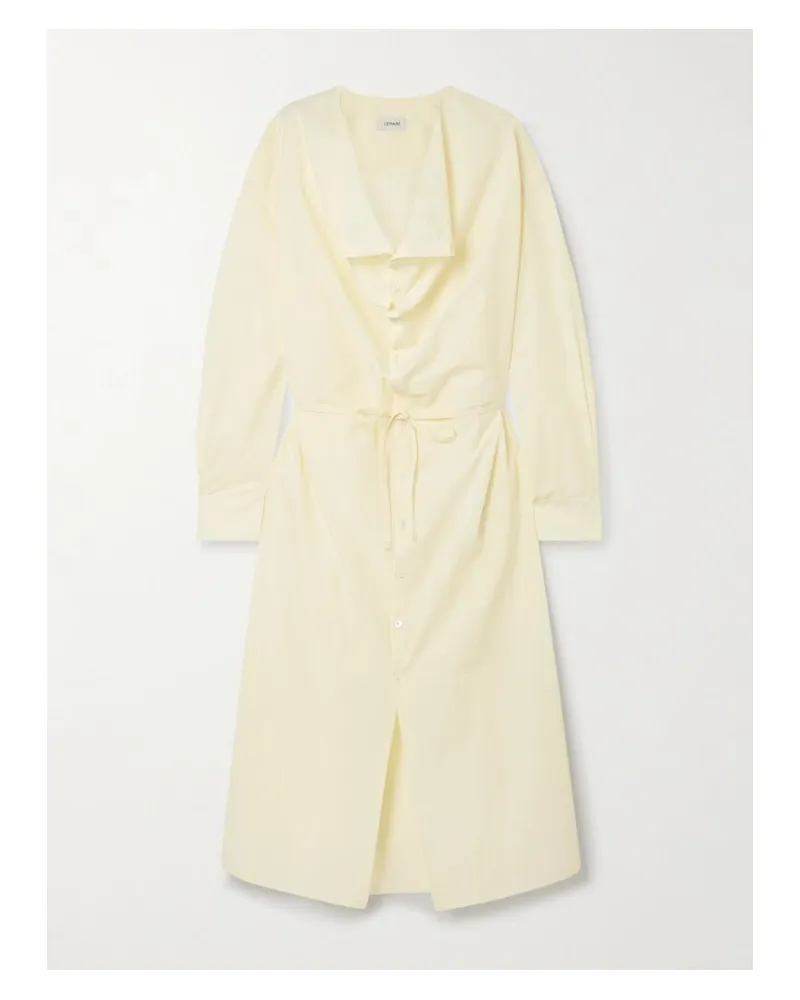 Christophe Lemaire Asymmetrisches Midikleid Aus Baumwoll-crêpe Mit Bindegürtel - Gelb Gelb