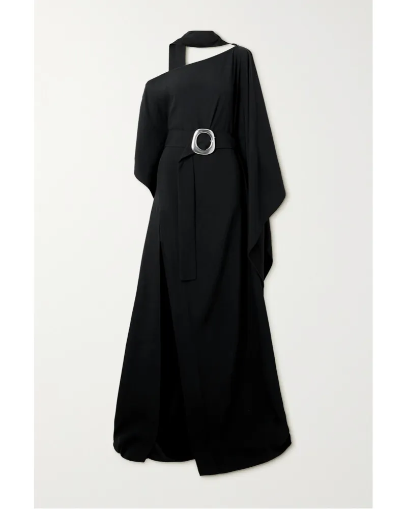 Taller Marmo Taylor Asymmetrischer Kaftan aus Crêpe Schwarz