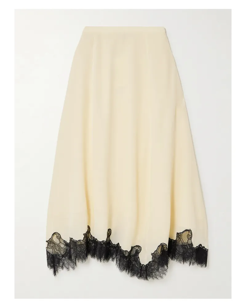 Ulla Johnson Rosine Midirock Aus Crêpe De Chine Aus Seide Mit Spitzenbesatz - Creme Creme