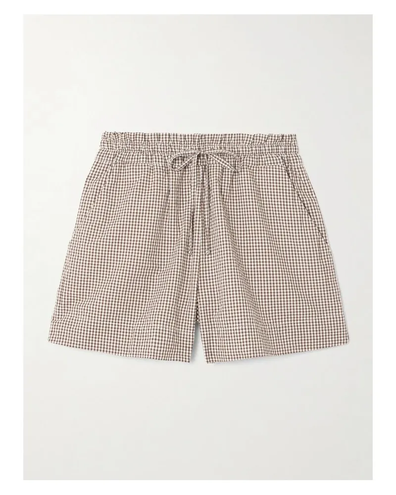 Veronica Beard Tjana Shorts Aus Einer Baumwollmischung Mit Gingham-karo - Braun Braun