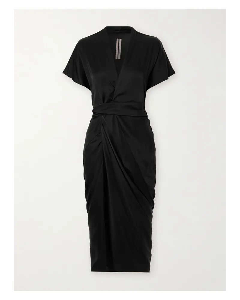 Rick Owens Midi-wickelkleid Aus Satin - Schwarz Schwarz