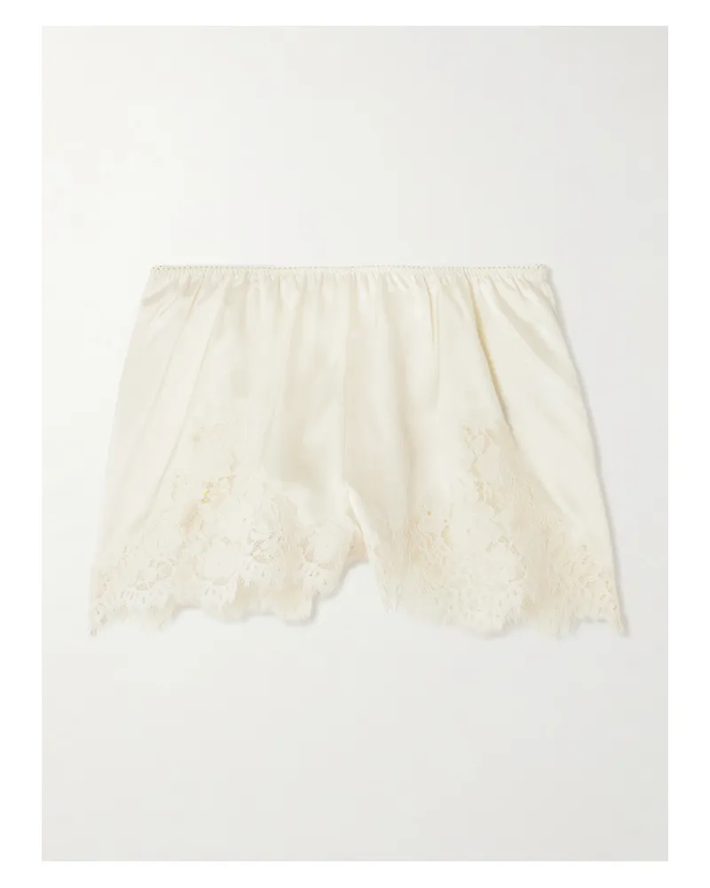DÔEN Iona Lace-trimmed Silk-satin Shorts - Cream Cream
