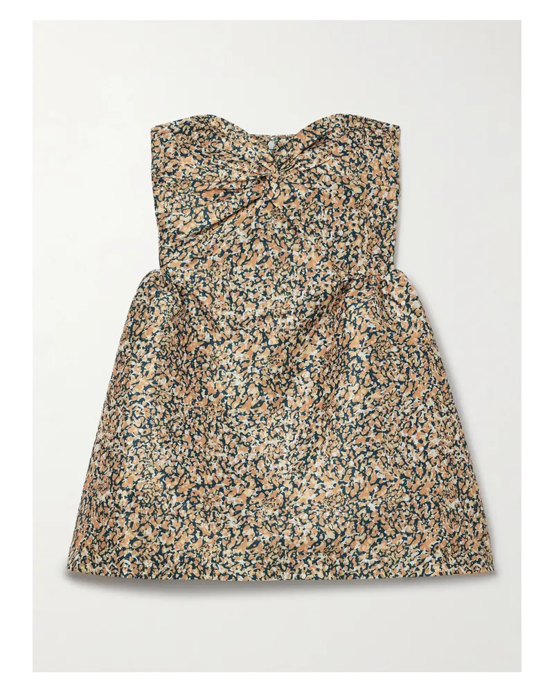 Kika Vargas Rossy Minikleid Aus Bedrucktem Taft Mit Raffungen - Neutral Neutral