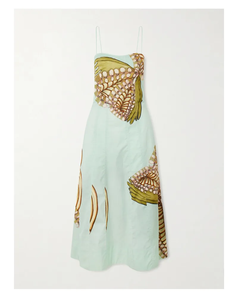 Ulla Johnson Vesela Midikleid Aus Bedruckter Baumwollpopeline - Grün Grün