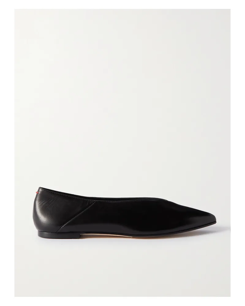 aeyde Moa Leather Point-toe Flats - Black Black