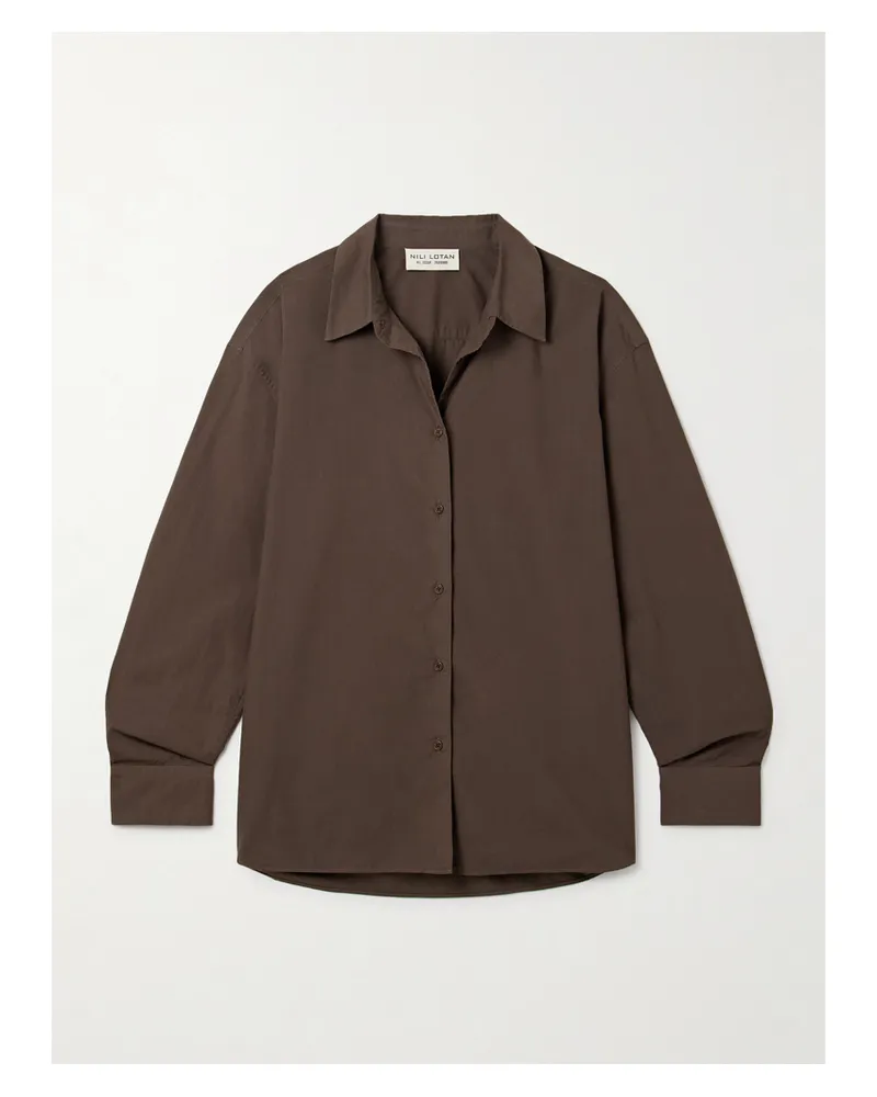 Nili Lotan Amante Hemd Aus Baumwollpopeline - Braun Braun