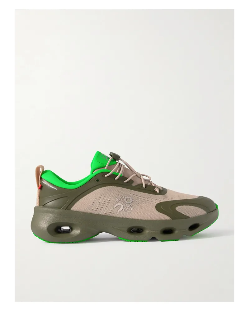 Loewe On Cloud Rubber-trimmed Recycled-mesh Sneakers - Green Green