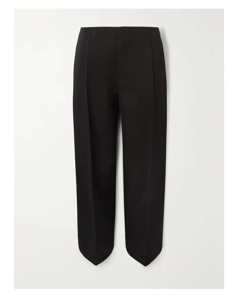 Bottega Veneta Hose Mit Geradem Bein Aus Grain De Poudre Aus Wolle Mit Falten - Schwarz Schwarz