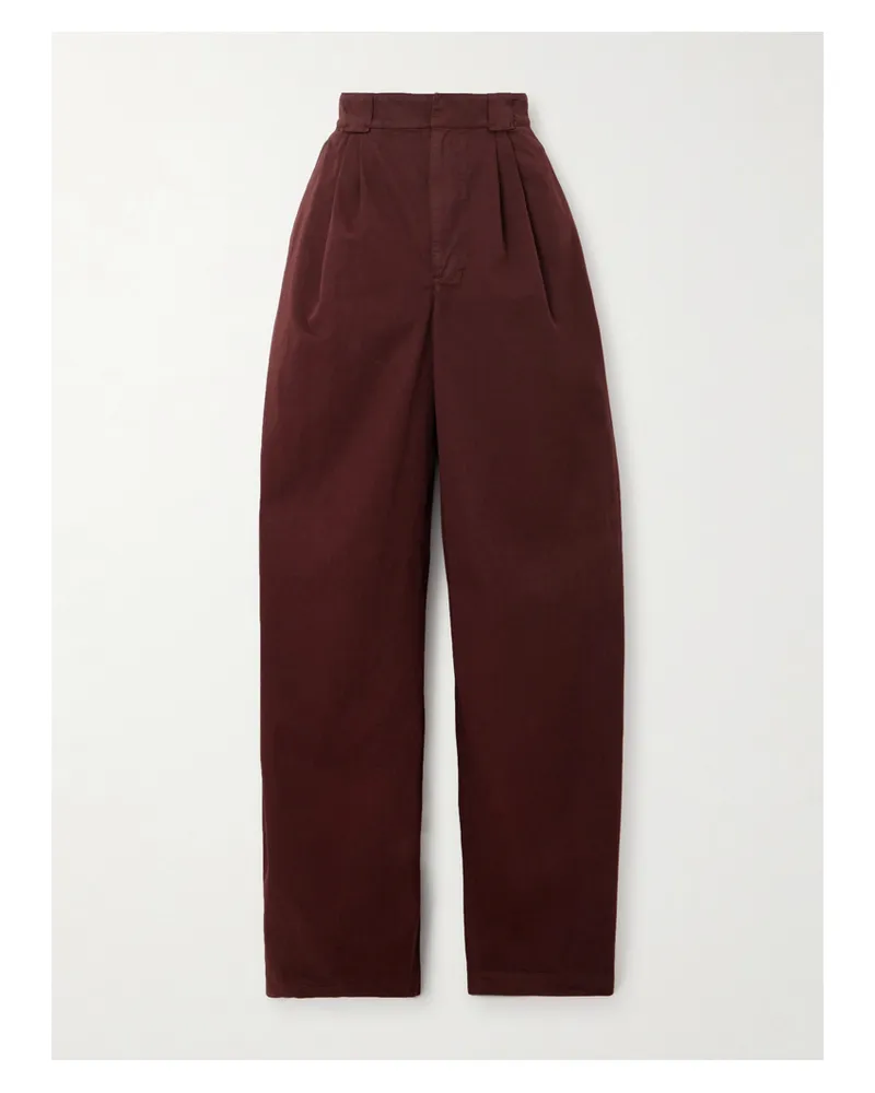 Christophe Lemaire Bundfaltenhose Mit Weitem Bein Aus Vorgewaschenem Baumwollsatin - Burgunder Burgunder