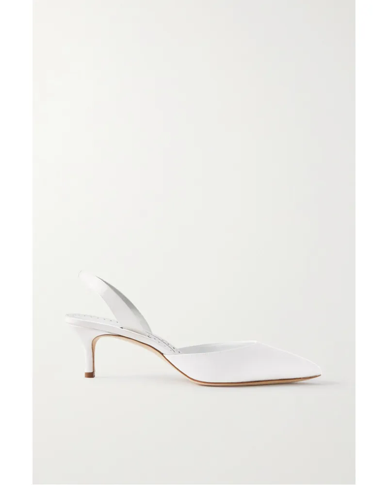 Manolo Blahnik Carolyne Bridal 50 Slingback-pumps aus Satin Weiß