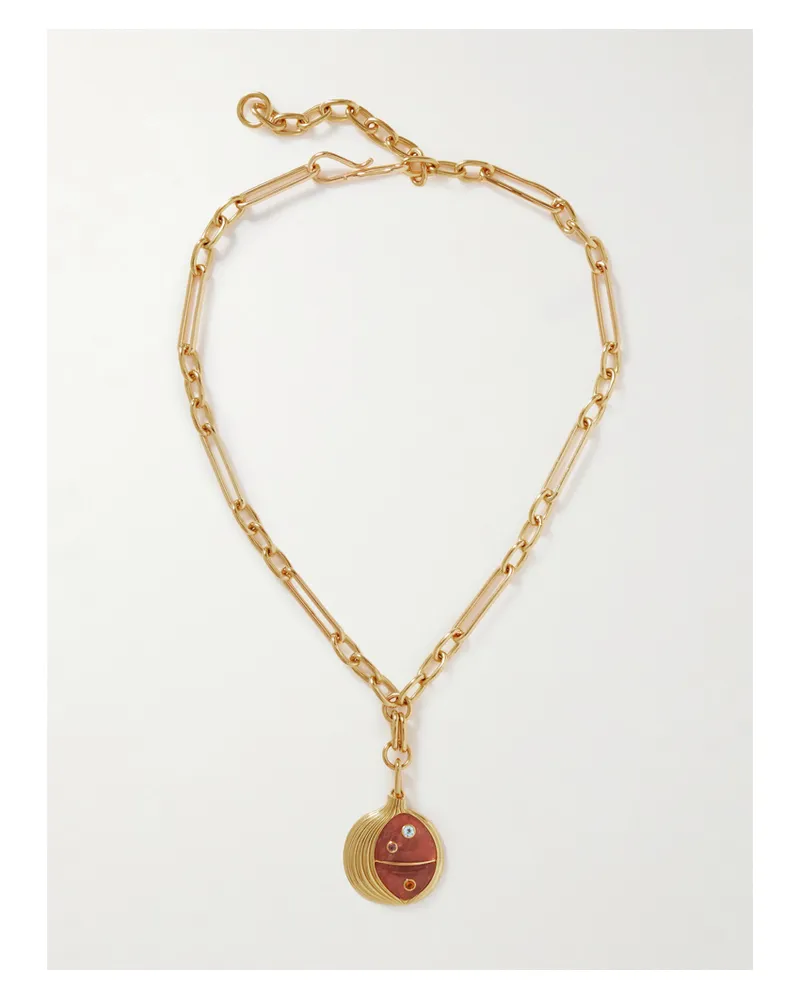 Lizzie Fortunato Pomegranate Vergoldete Kette Mit Mehreren Steinen Gold