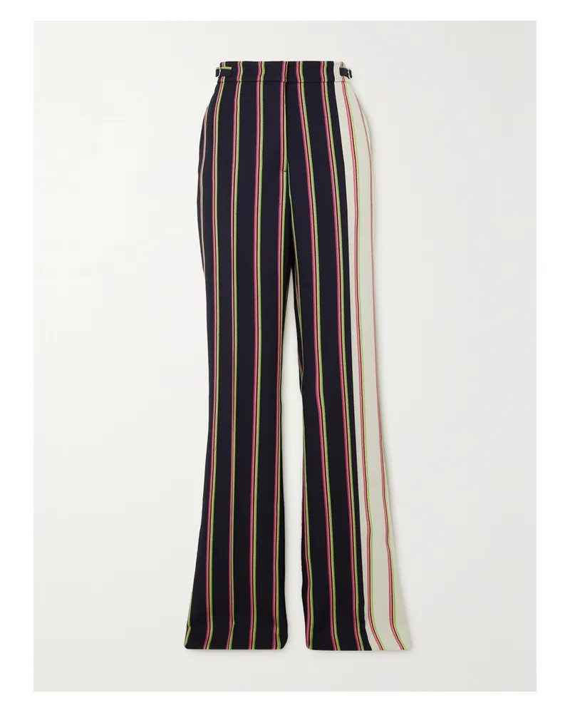 Gabriela Hearst Jones Hose Mit Weitem Bein Aus Gestreiftem Twill Aus Einer Woll-seidenmischung - Blau Blau