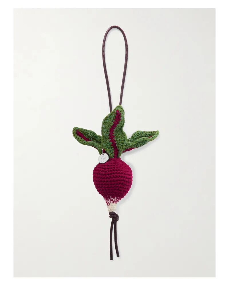 J.W.Anderson Radish Taschenanhänger Aus Gehäkelter Baumwolle - Burgunder Burgunder