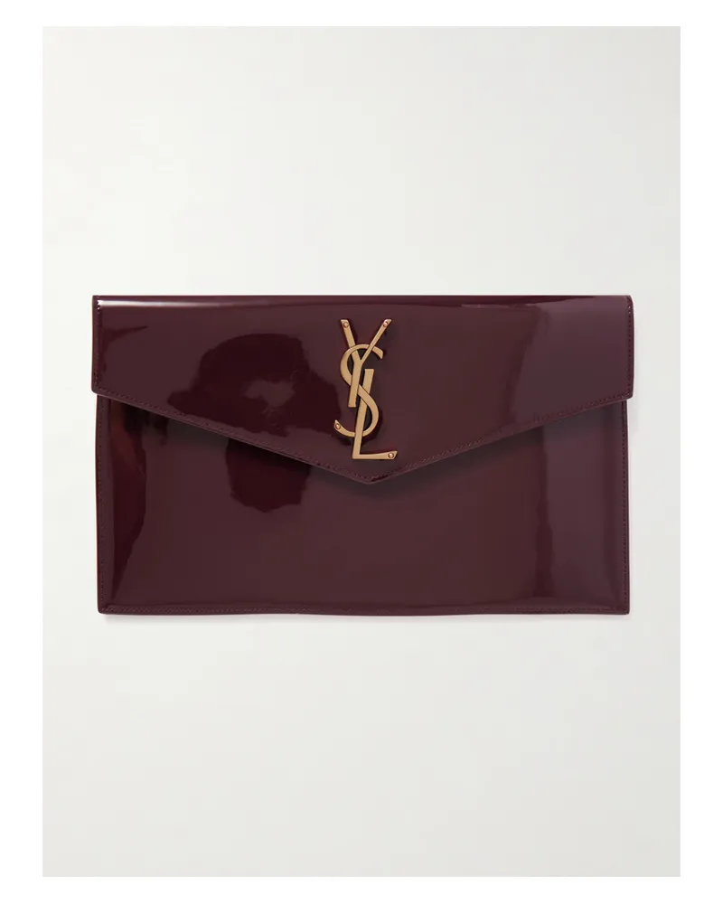 Saint Laurent Uptown Patent-leather Pouch - Burgundy Burgundy