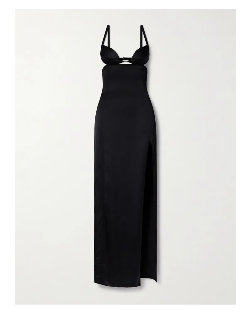 Nensi Dojaka Robe aus Satin mit Cut-outs Schwarz