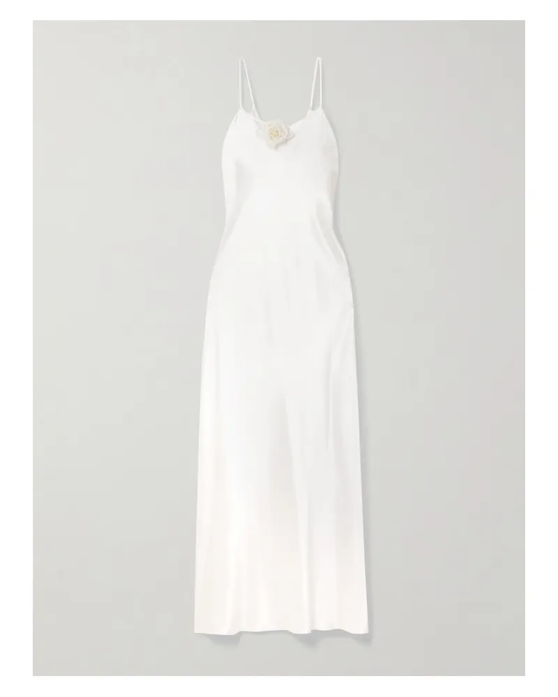 Rodarte Midikleid Aus Seidensatin Mit Verzierung - Wollweiß Wollweiß