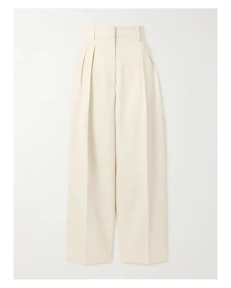 Altuzarra Dash Verkürzte Bundfaltenhose Aus Twill - Elfenbein Elfenbein