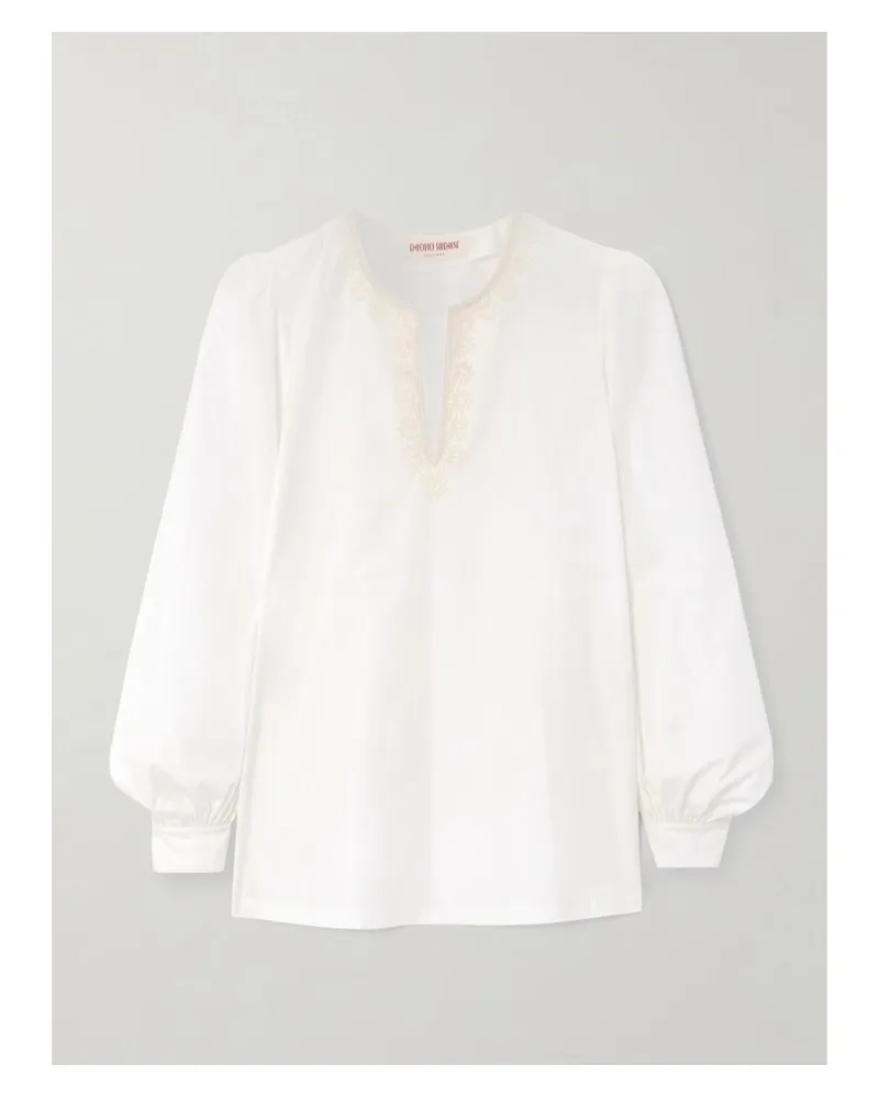 Emporio Sirenuse Vera Hemd Aus Popeline Aus Einer Baumwollmischung Mit Stickereien - Weiß Weiß