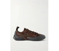 Grip Tpu And Leather-trimmed Suede Sneakers - Brown