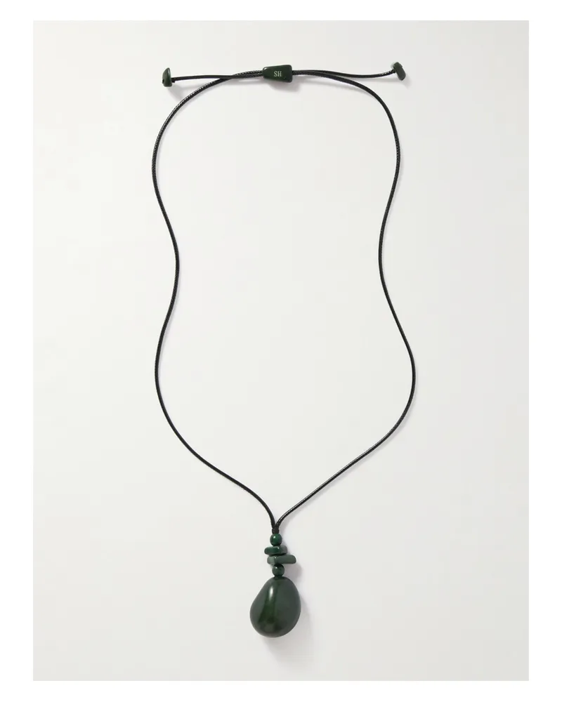 Hunting Season The Pendant Kette Aus Leder Mit Taguanüssen - Grün Grün