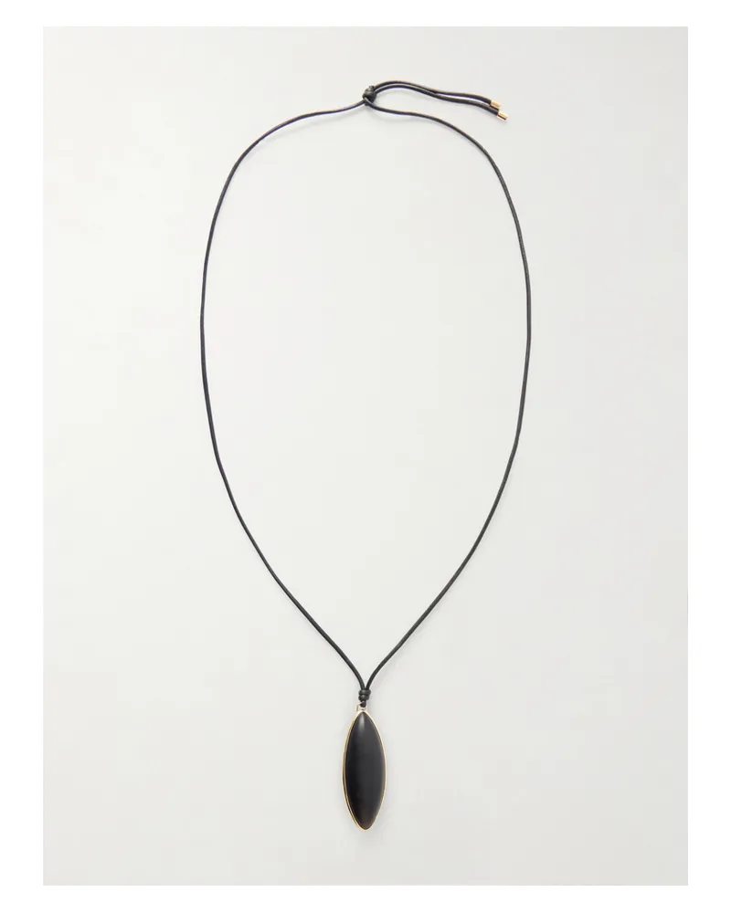 Jennifer Fisher Dagger Gold-plated, Quartz And Leather Necklace - Black Black