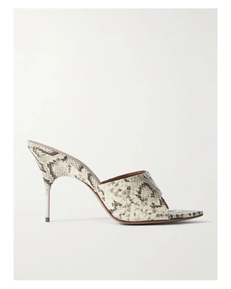 Amina Muaddi Bianca Mules Aus Leder Mit Schlangeneffekt - Animal-Print Animal-print