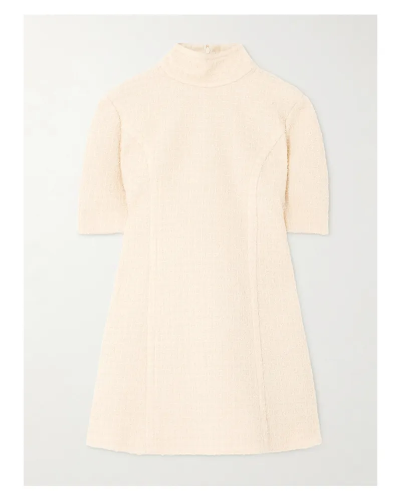 Patou Minikleid Aus Tweed Aus Einer Wollmischung Mit Stehkragen - Creme Creme