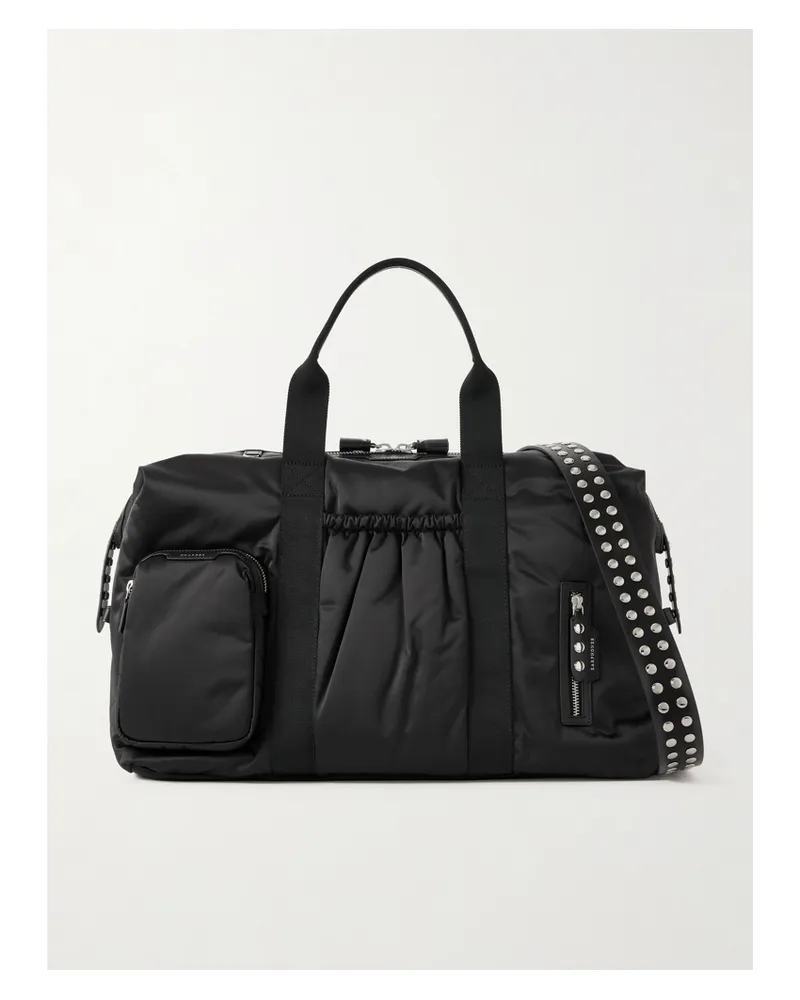 Anya Hindmarch Inflight Maxi Studded Leather-trimmed Econyl® Weekend Bag - Black Black