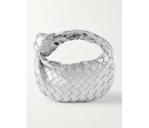 Jodie Mini Intrecciato Distressed Metallic Leather Tote - Silver