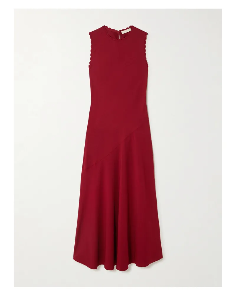 Ulla Johnson Clea Midikleid Aus Glänzendem Crêpe Mit Wellenkanten - Rot Rot