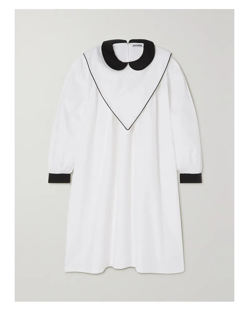 BATSHEVA Penelope Minikleid Aus Baumwollpopeline Mit Verzierungen - Weiß Weiß