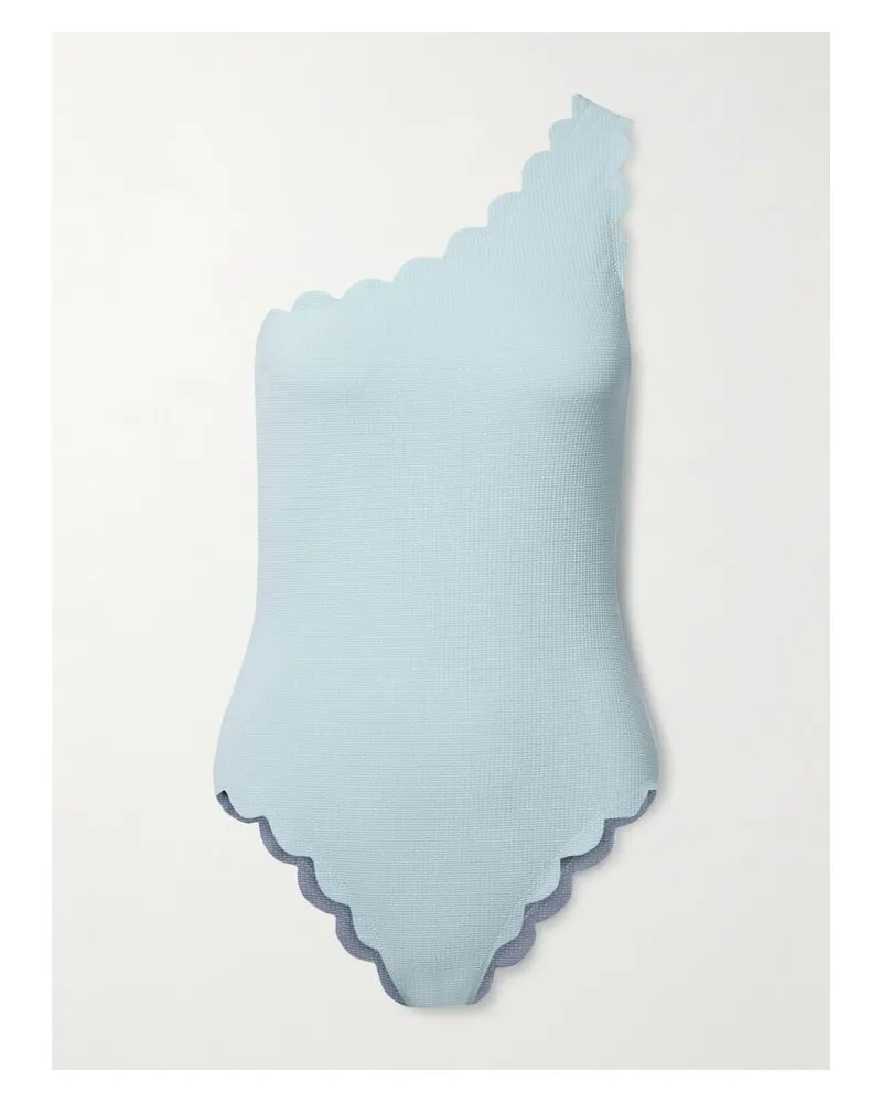 Marysia Santa Barbara Wendbarer, Asymmetrischer Badeanzug Aus Seersucker Mit Wellenkanten - Grün Grün