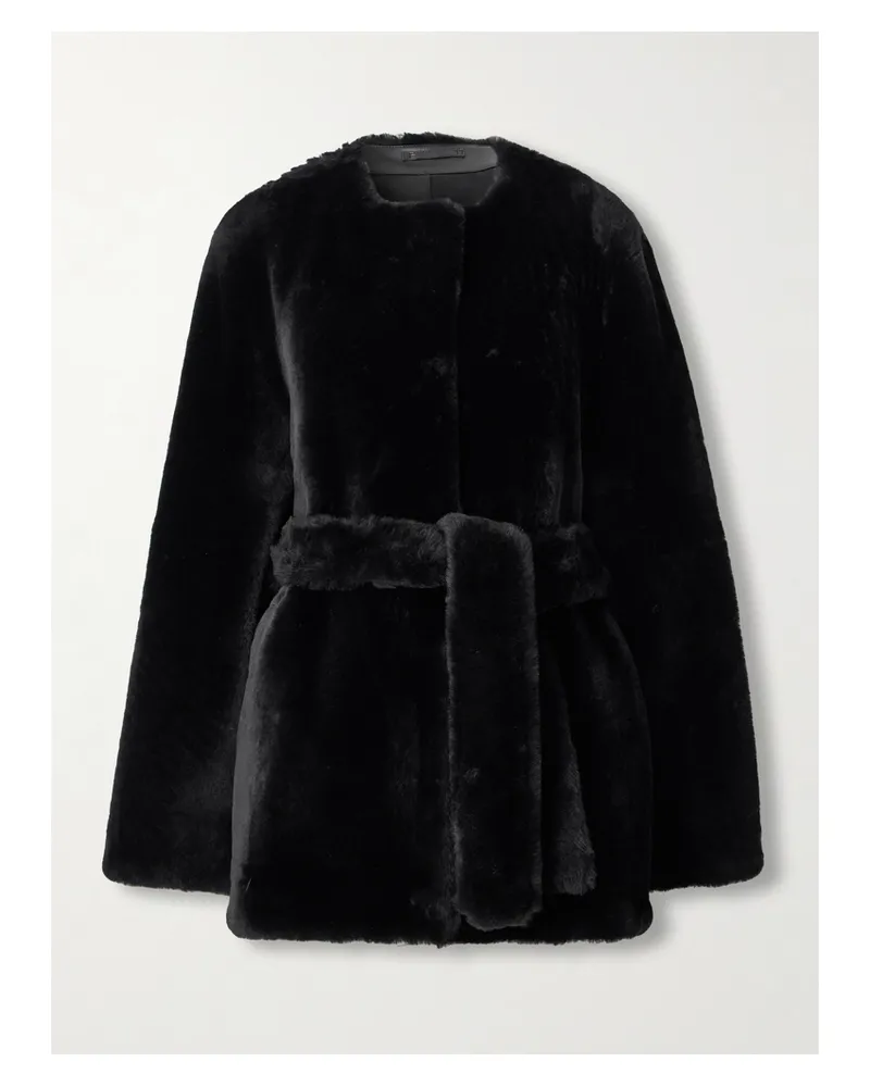 Totême Jacke Aus Shearling Mit Bindegürtel - Schwarz Schwarz