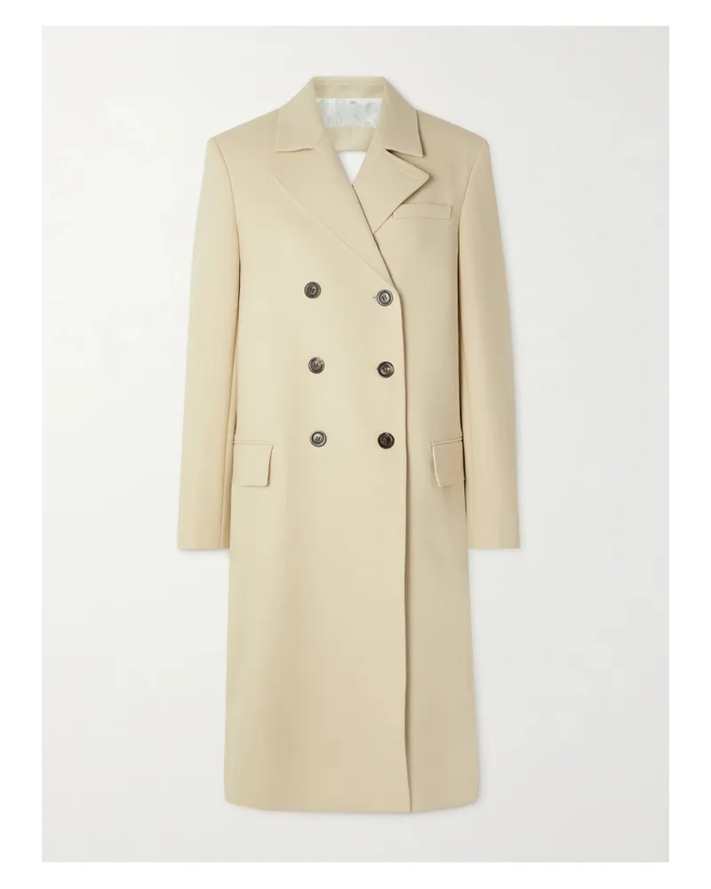 Peter Do Doppelreihiger Mantel Aus Einer Wollmischung Mit Cut-out - Creme Creme