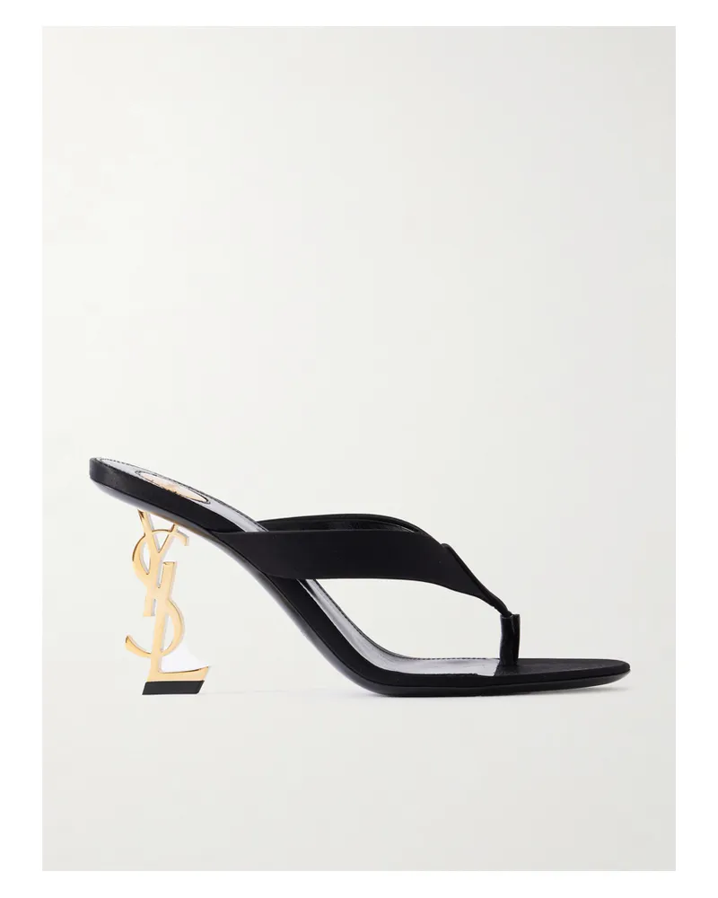 Saint Laurent Opyum Embellished Satin Mules - Black Black