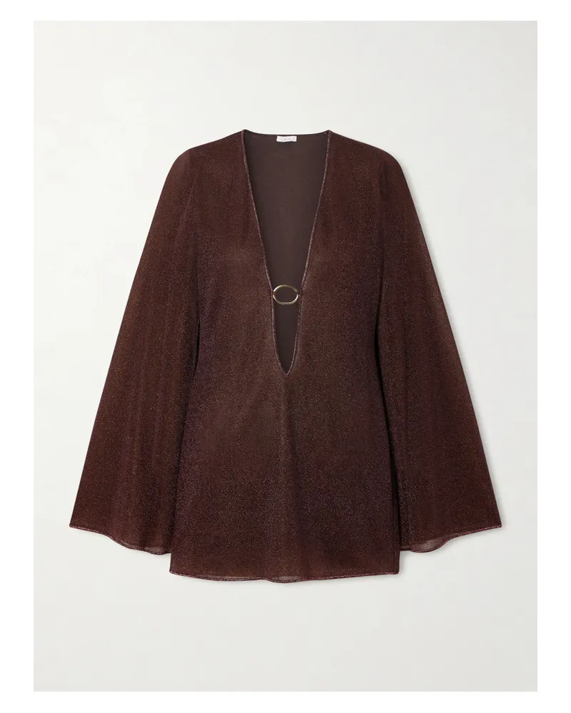 Oséree Lumière Kaftan Aus Stretch-strick In Metallic-optik Mit Verzierung - Braun Braun