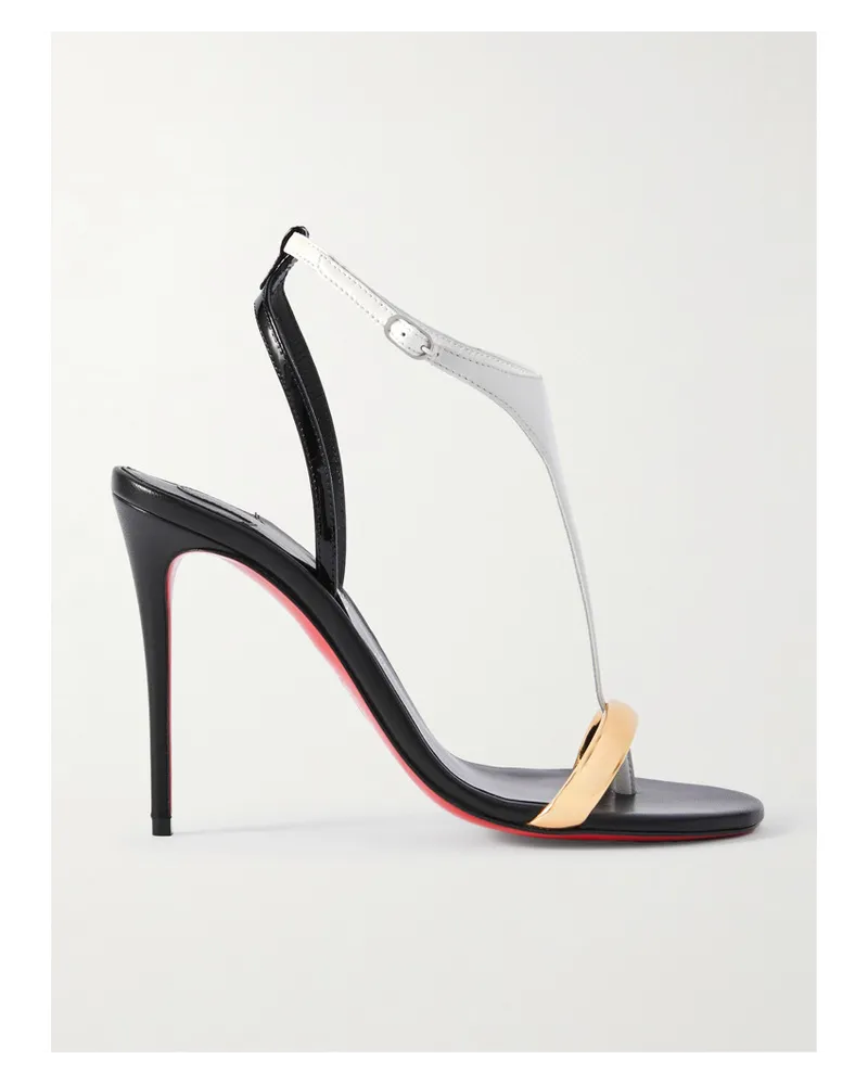 Christian Louboutin Athina 100 Sandalen aus Lack-, Metallic- und Glattleder Schwarz