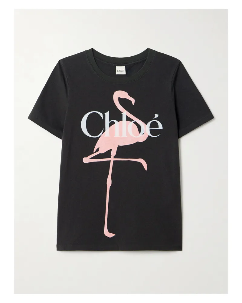 Chloé T-shirt Aus Biobaumwoll-jersey Mit Print - Schwarz Schwarz