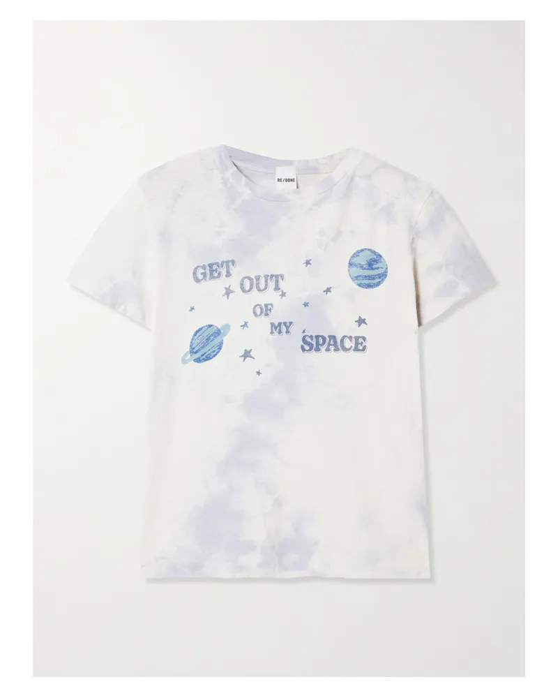 RE/DONE My Space T-shirt Aus Baumwoll-jersey Mit Batikmuster Und Print - Weiß Weiß