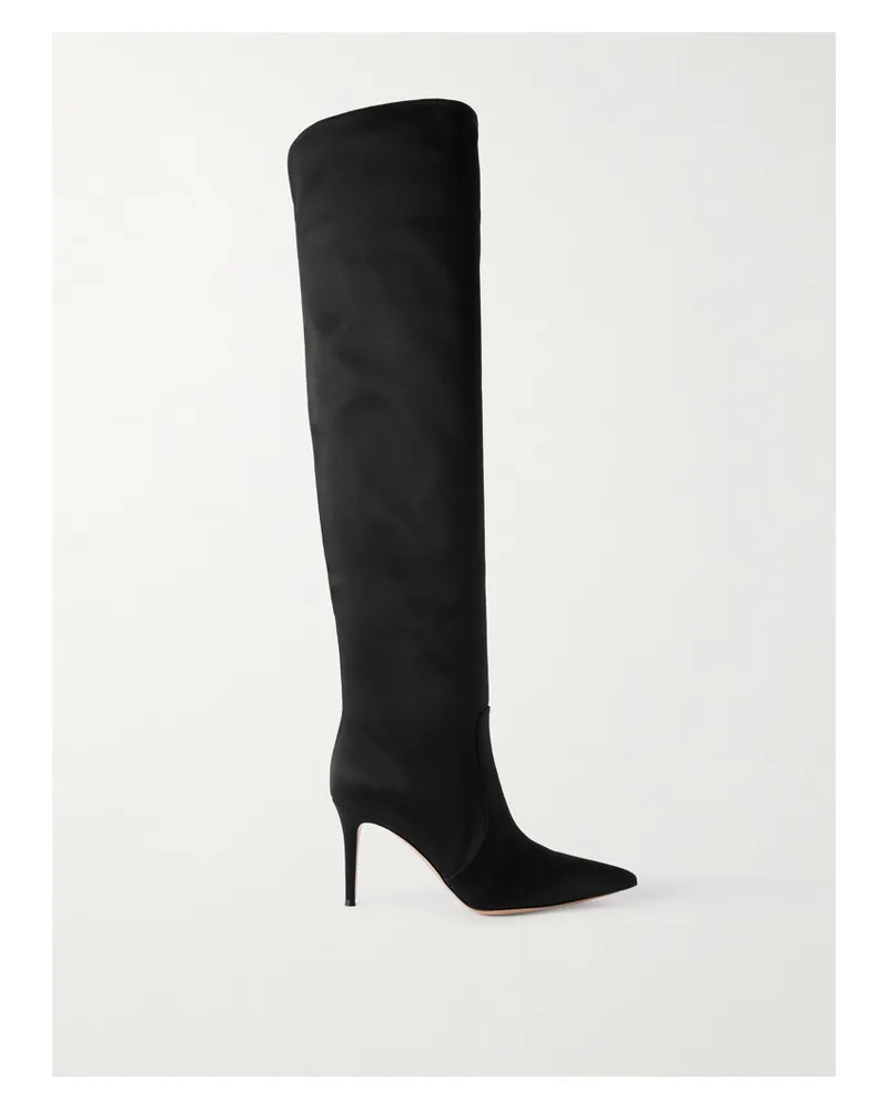 Gianvito Rossi Hansen 85 Overknees Aus Glänzendem Crêpe - Schwarz Schwarz