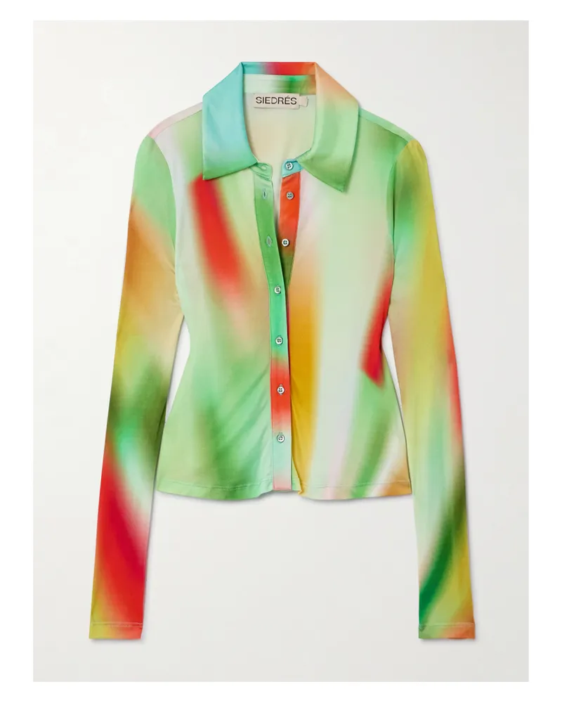 SIEDRES Tina Hemd Aus Bedrucktem, Glänzendem Jersey - Grün Grün