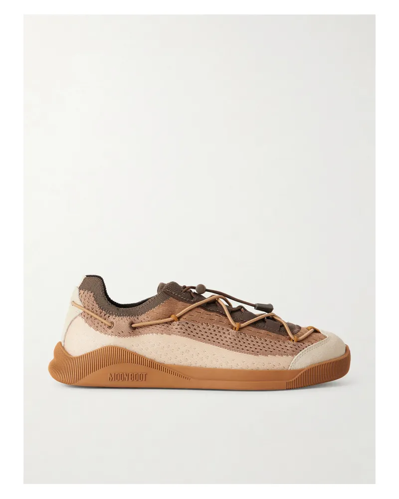 Moon Boot Moonlight Suede-trimmed Mesh Sneakers - Neutrals Neutrals