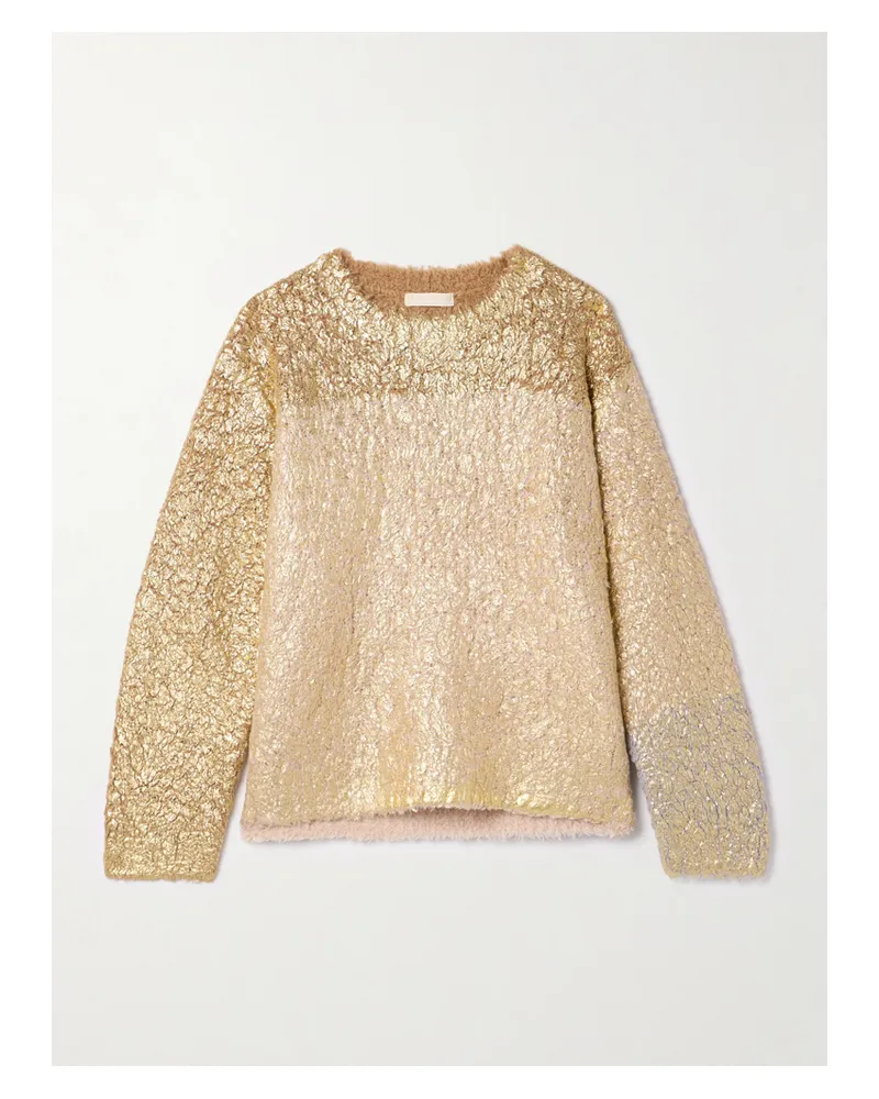 Ulla Johnson Manet Pullover Aus Einer Gebürsteten, Beschichteten Wollmischung - Gold Gold