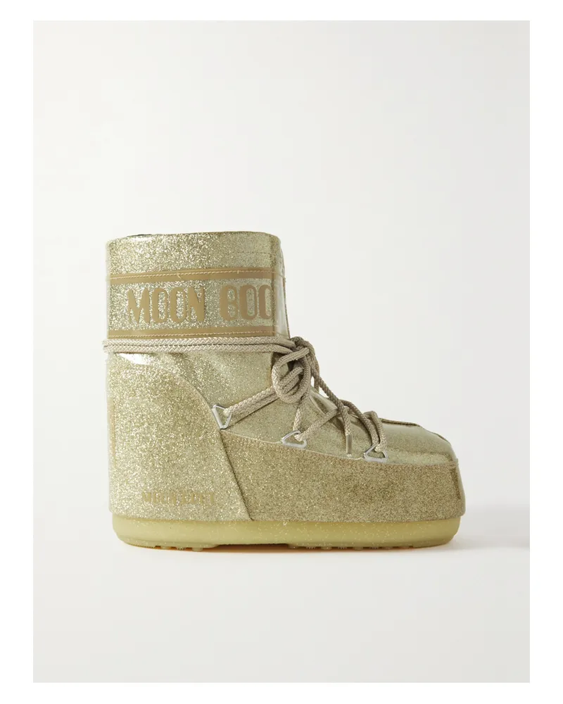 Moon Boot Icon Low Glitter Schneestiefel Aus Beschichtetem Shell - Gold Gold